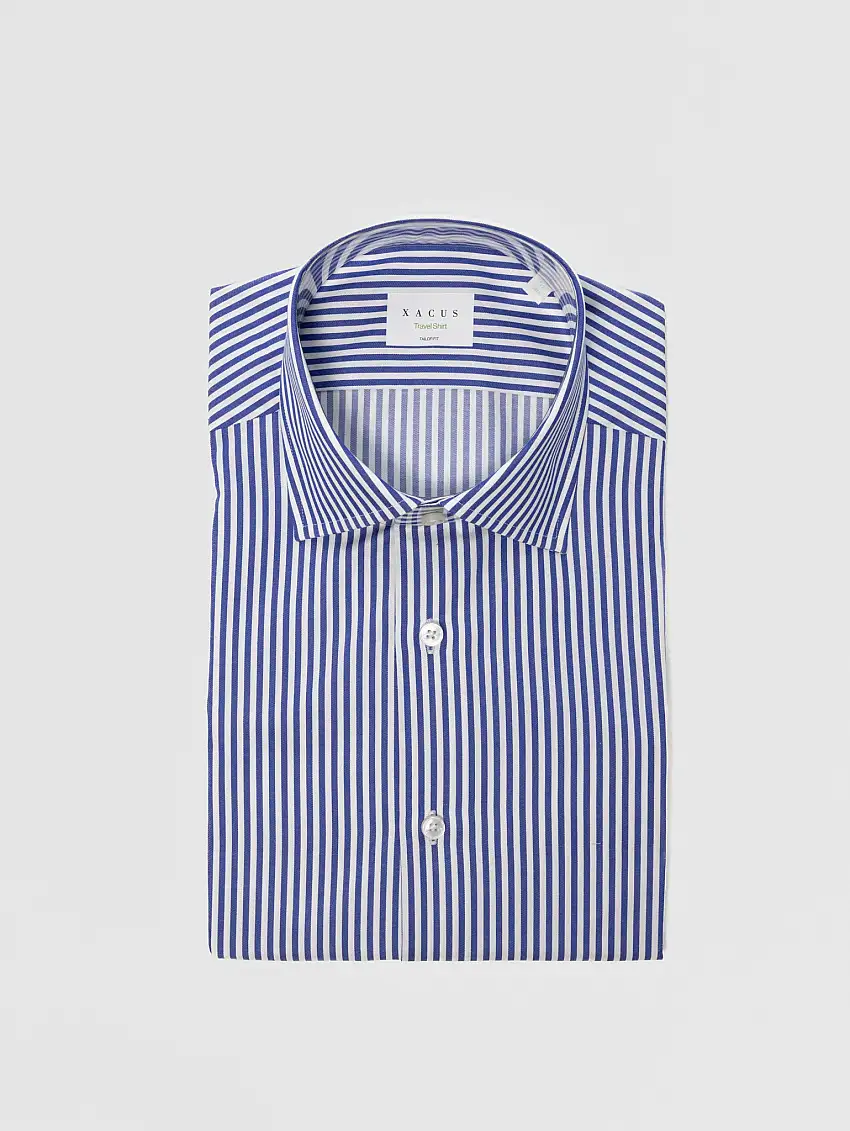Camicia Wrinkle Free a Righe Bianco/Blu