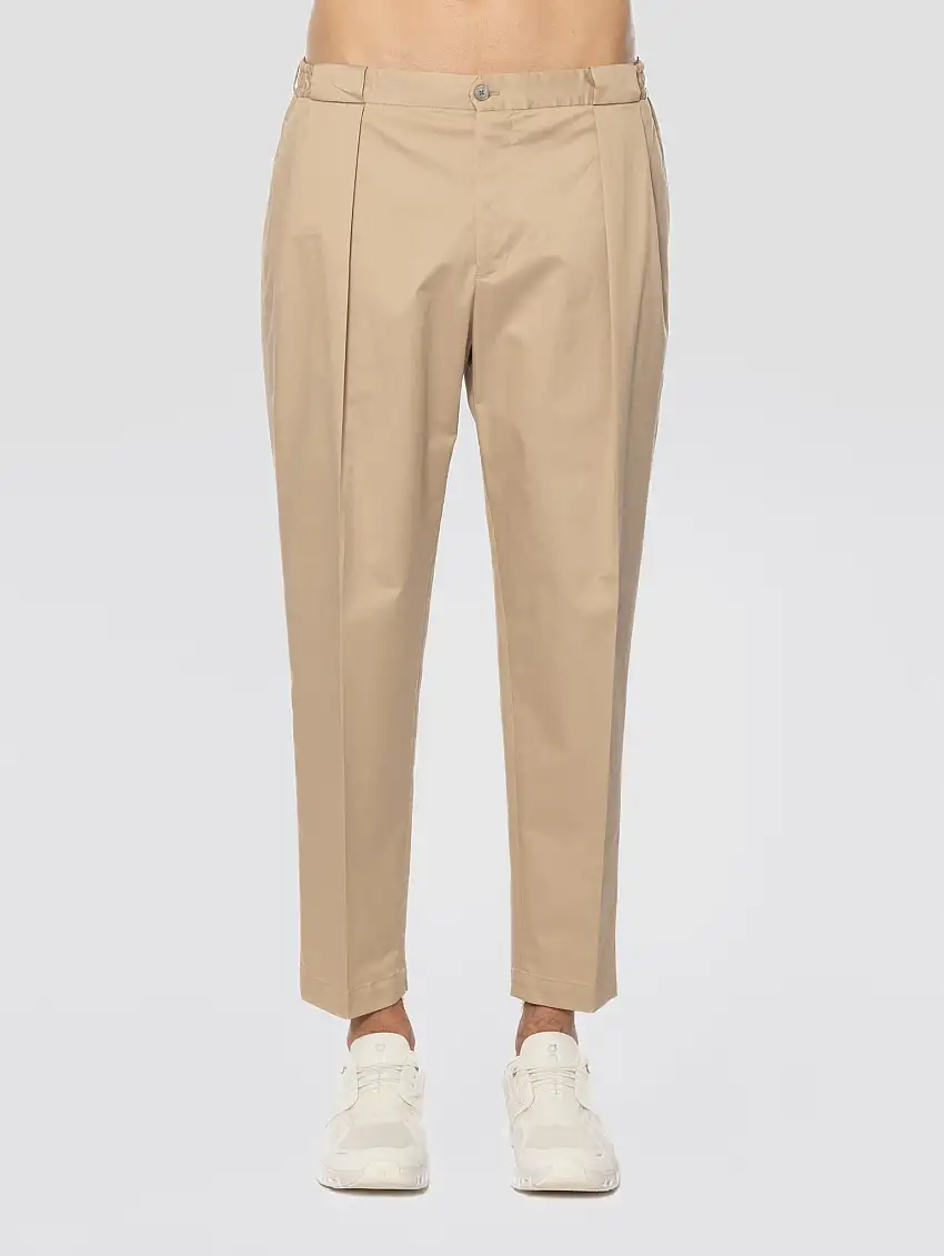 Pantaloni Portobellos in Rasatello di Cotone Beige