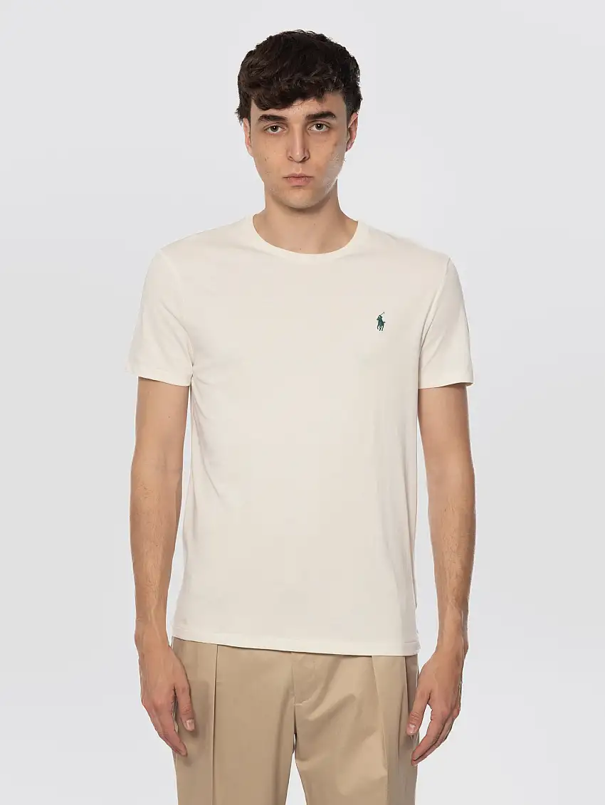 T-shirt Girocollo Custom Slim Fit Crema