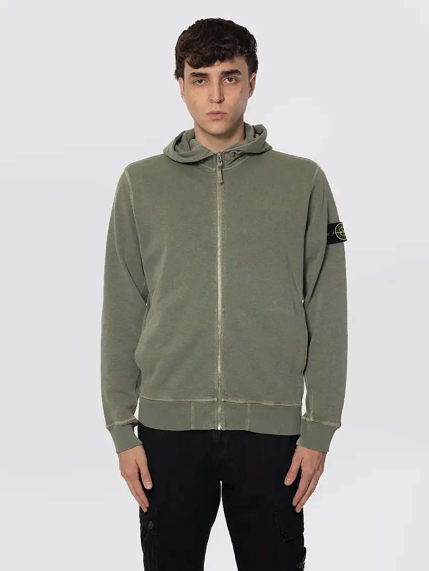 Felpa con Cappuccio in Cotone Malfilé Old Muschio