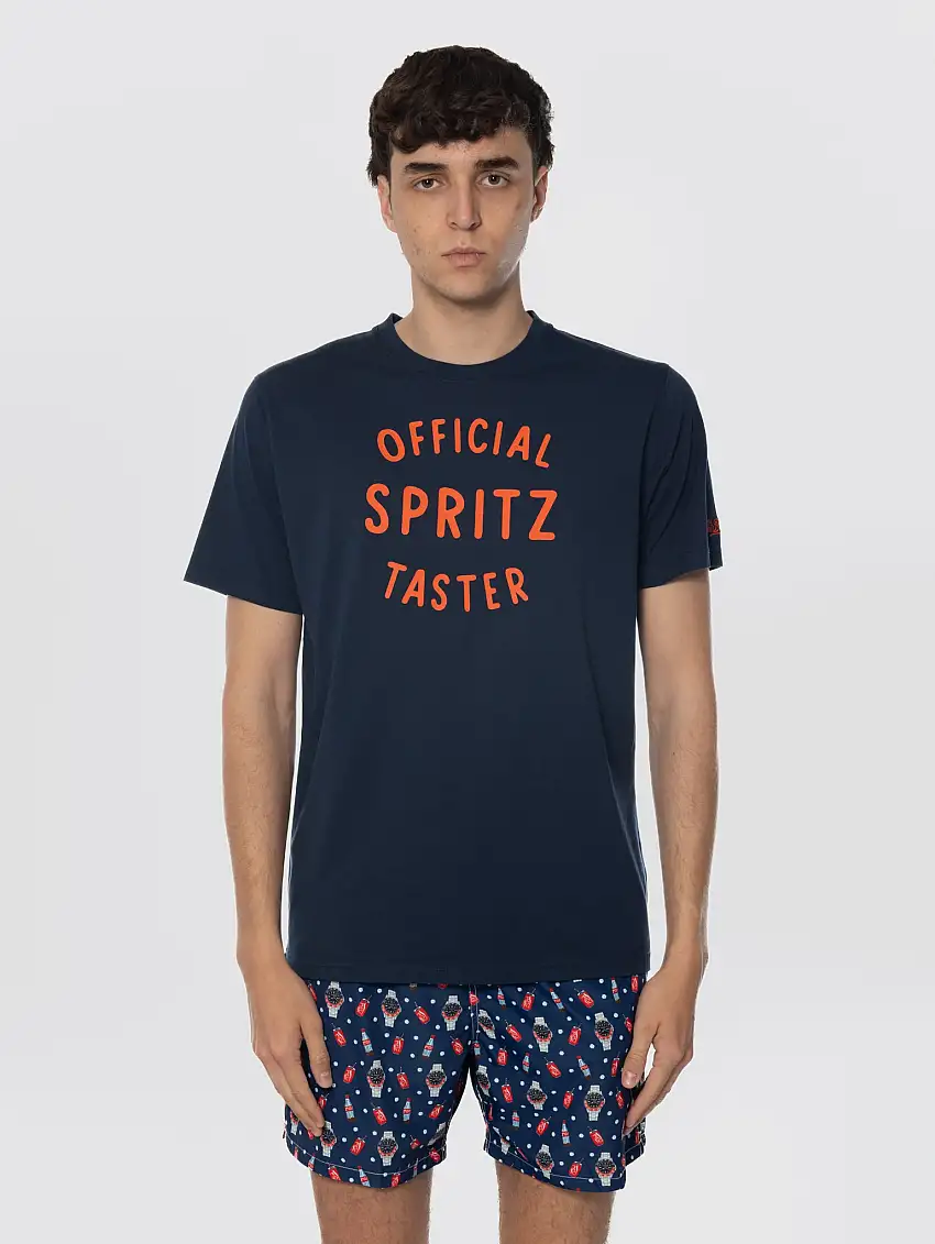 T-shirt con Stampa Official Spritz Taster Blu
