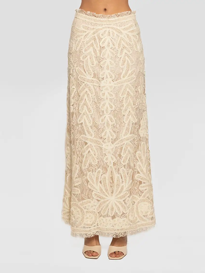 Gonna Lunga in Pizzo Ecrù