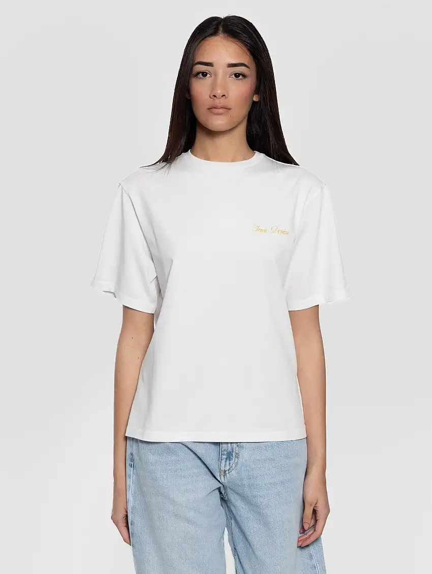 T-shirt Oversize con Logo Ricamato Bianco