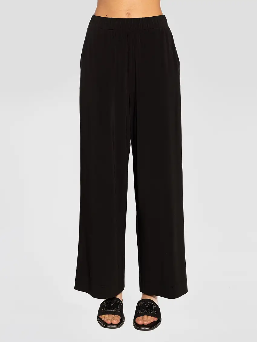 Pantalone Cropped in Viscosa Crepe Savio Nero