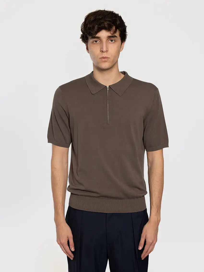 Polo con Mezza Zip Grigio