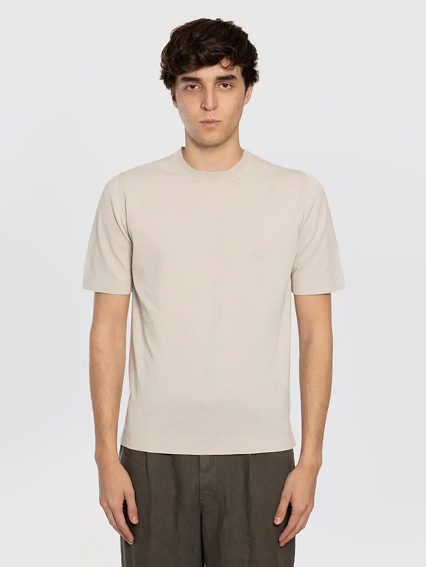Maglia Girocollo in Cotone Tecno Beige