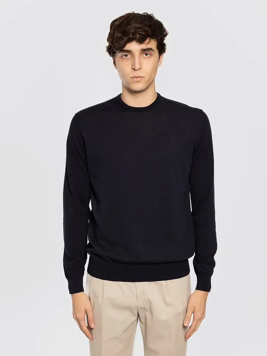 Maglia in Cotone Crepe Blu Notte