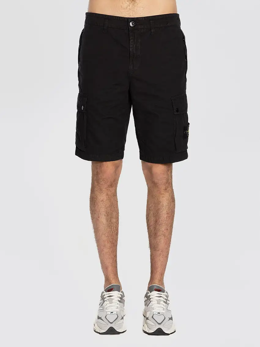 Bermuda Cargo in Twill di Cotone Nero