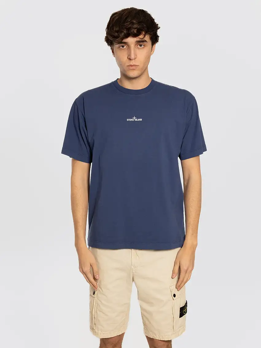 T-shirt con Logo Stampato Blu Marino