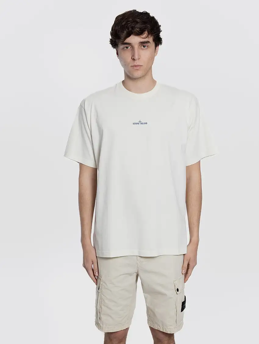 T-shirt con Logo Stampato Avorio