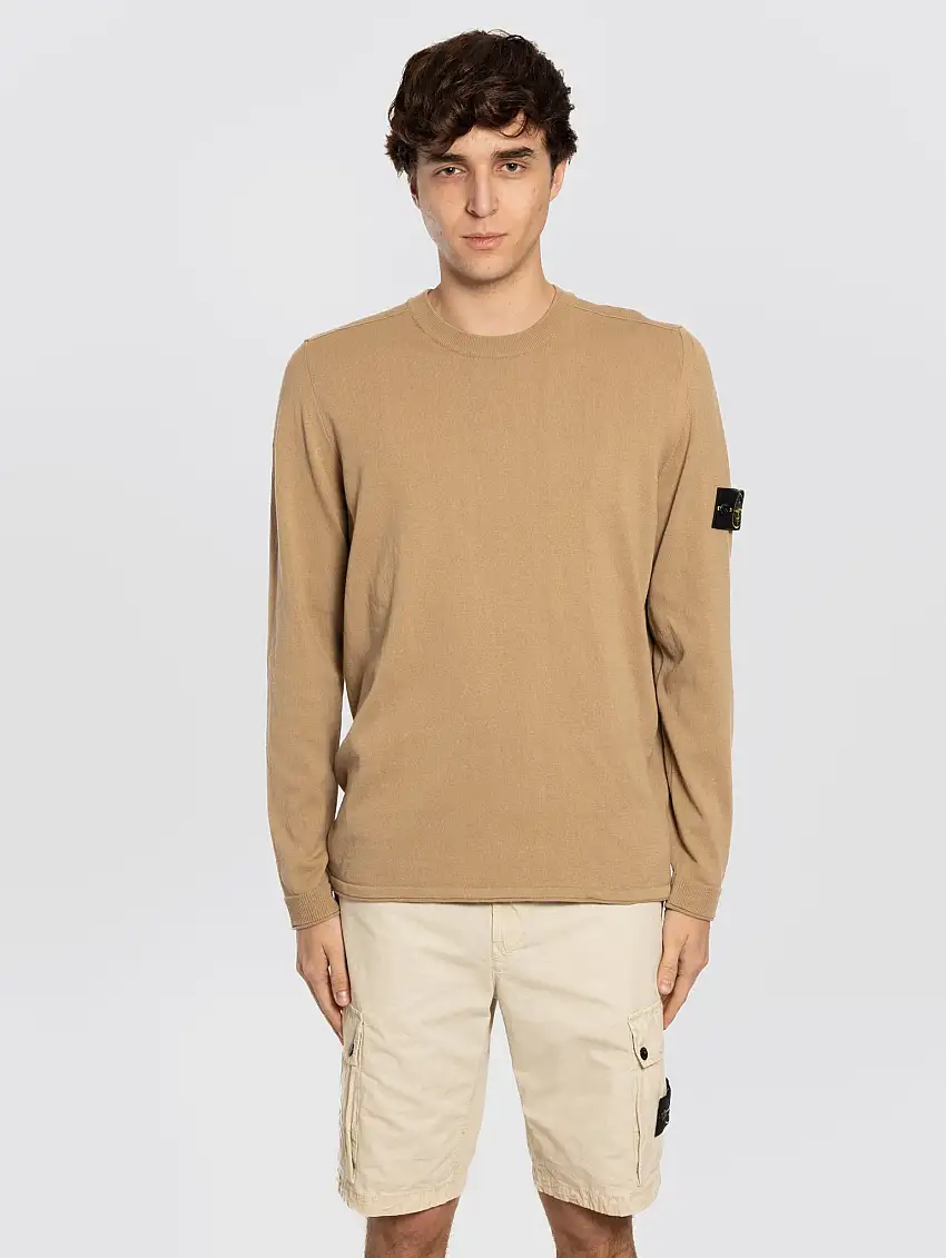 Maglia Girocollo in Cotone Grezzo Biscotto