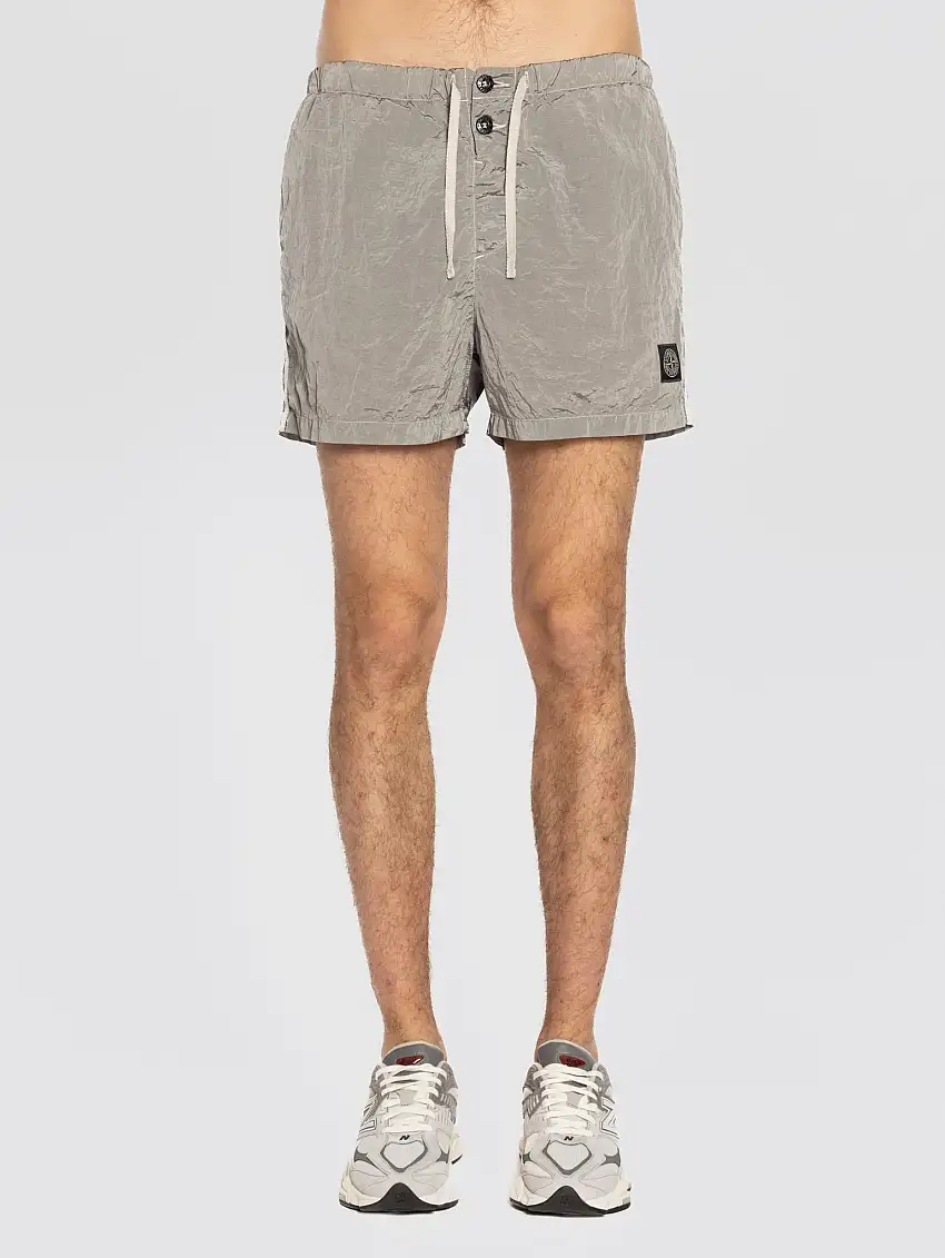 Costume da Bagno Corto in Nylon Metal Grigio Perla