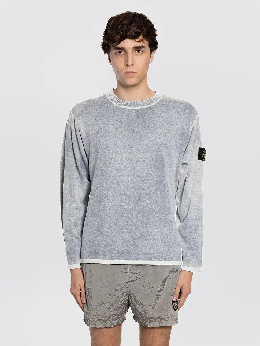 Maglione in Cotone Grezzo Areografato Blu