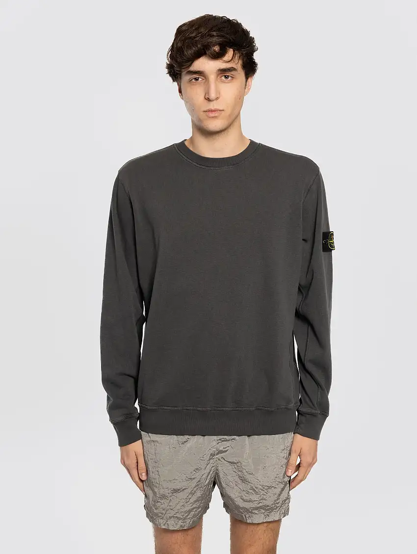 Felpa in Cotone Malfilè con Effetto Old Carbone