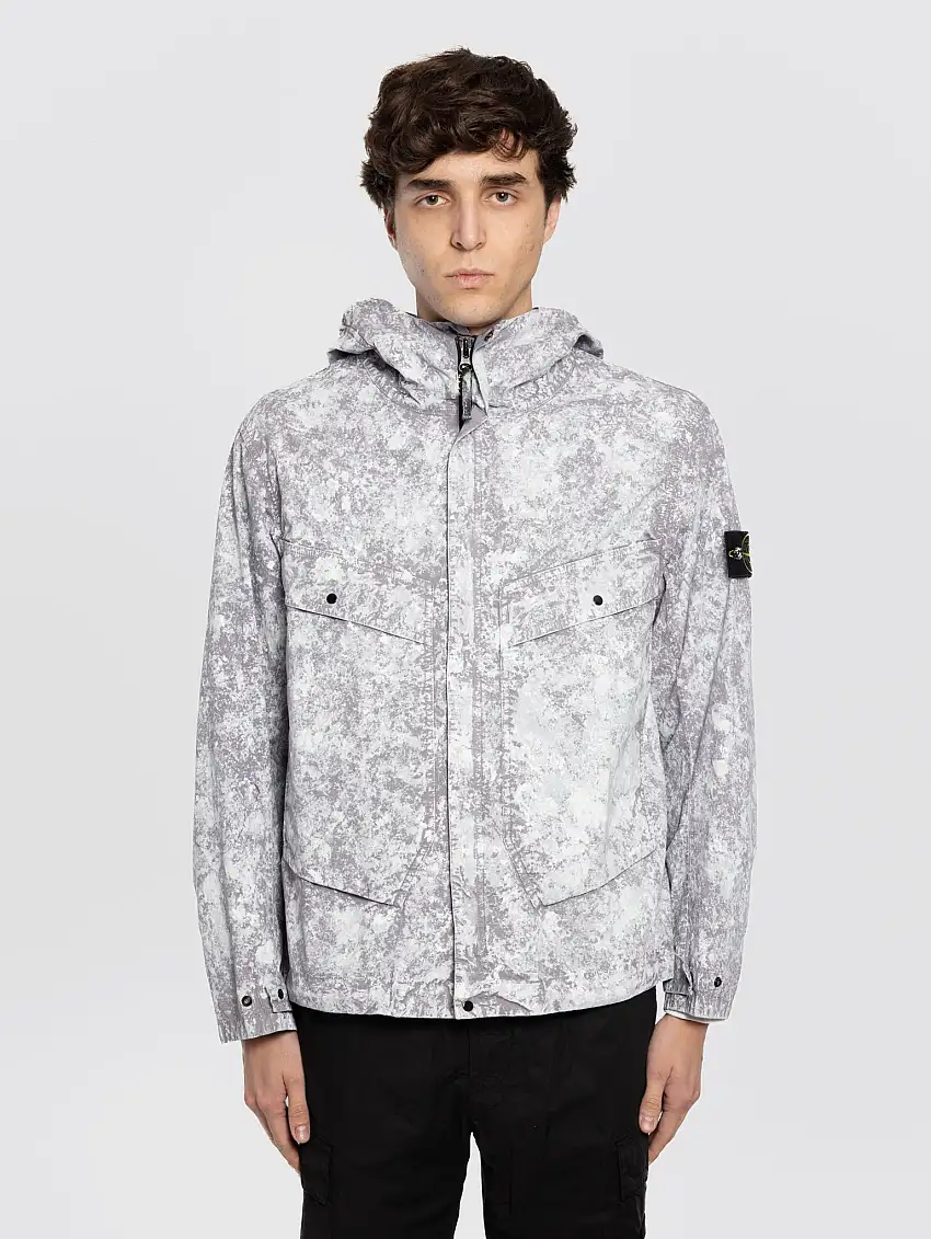 Giacca Parka in tela con Pigmento Grigio Perla