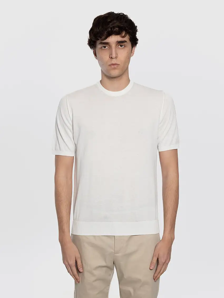 Maglia con Maniche Corte in Cotone Bianco