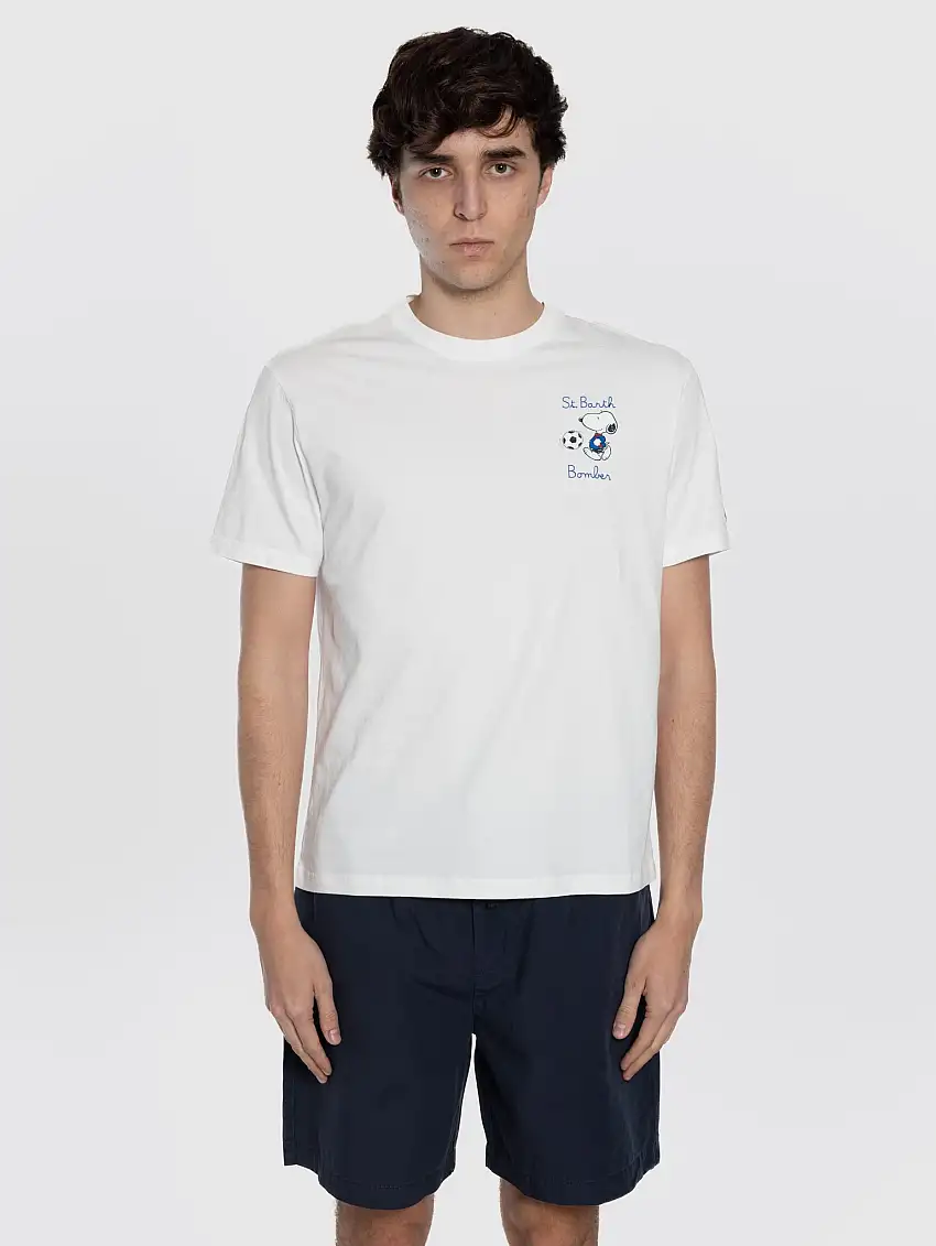 T-shirt Girocollo con Ricamo St. Barth Bomber Bianco