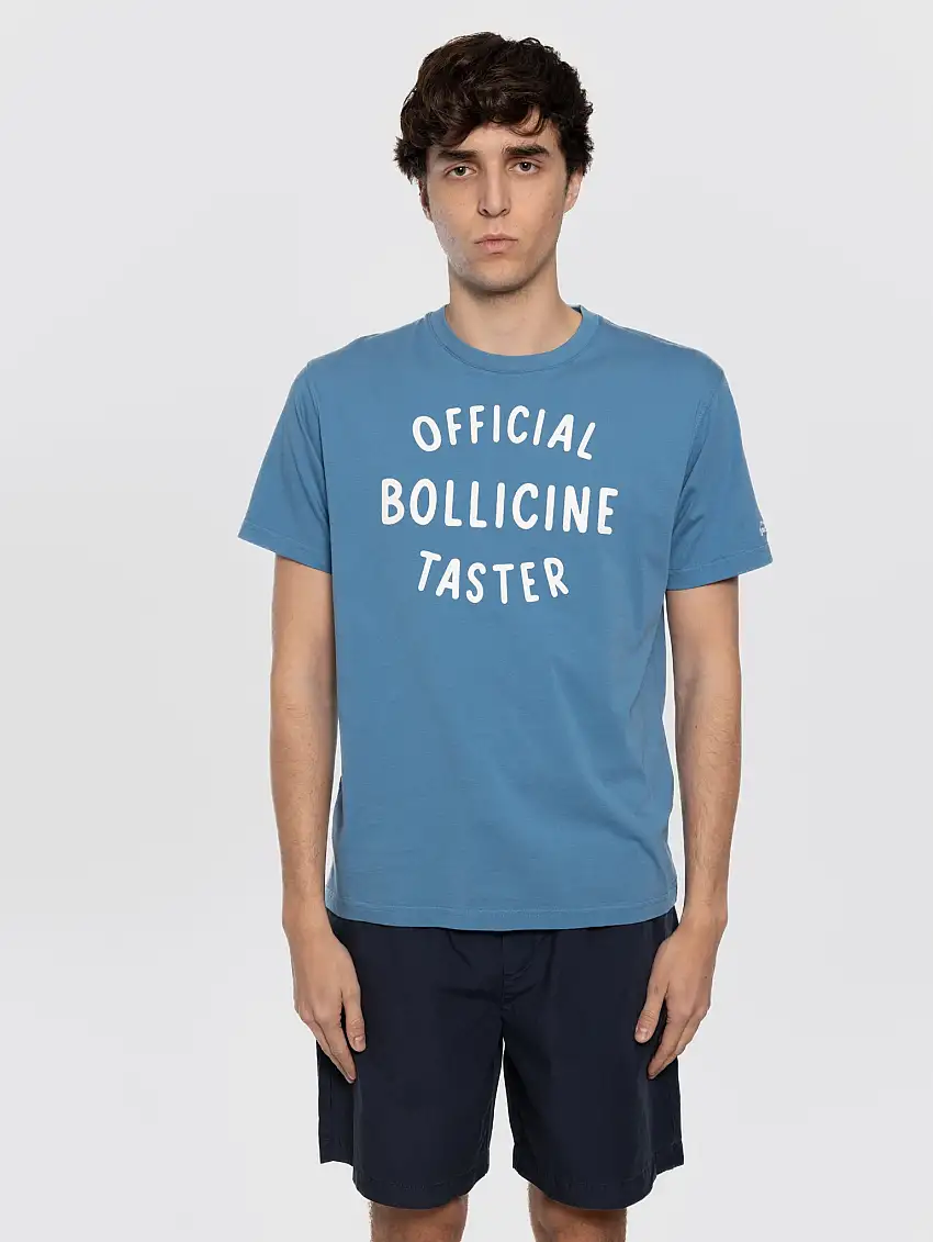 T-shirt con Stampa Official Bollicine Taster Blu