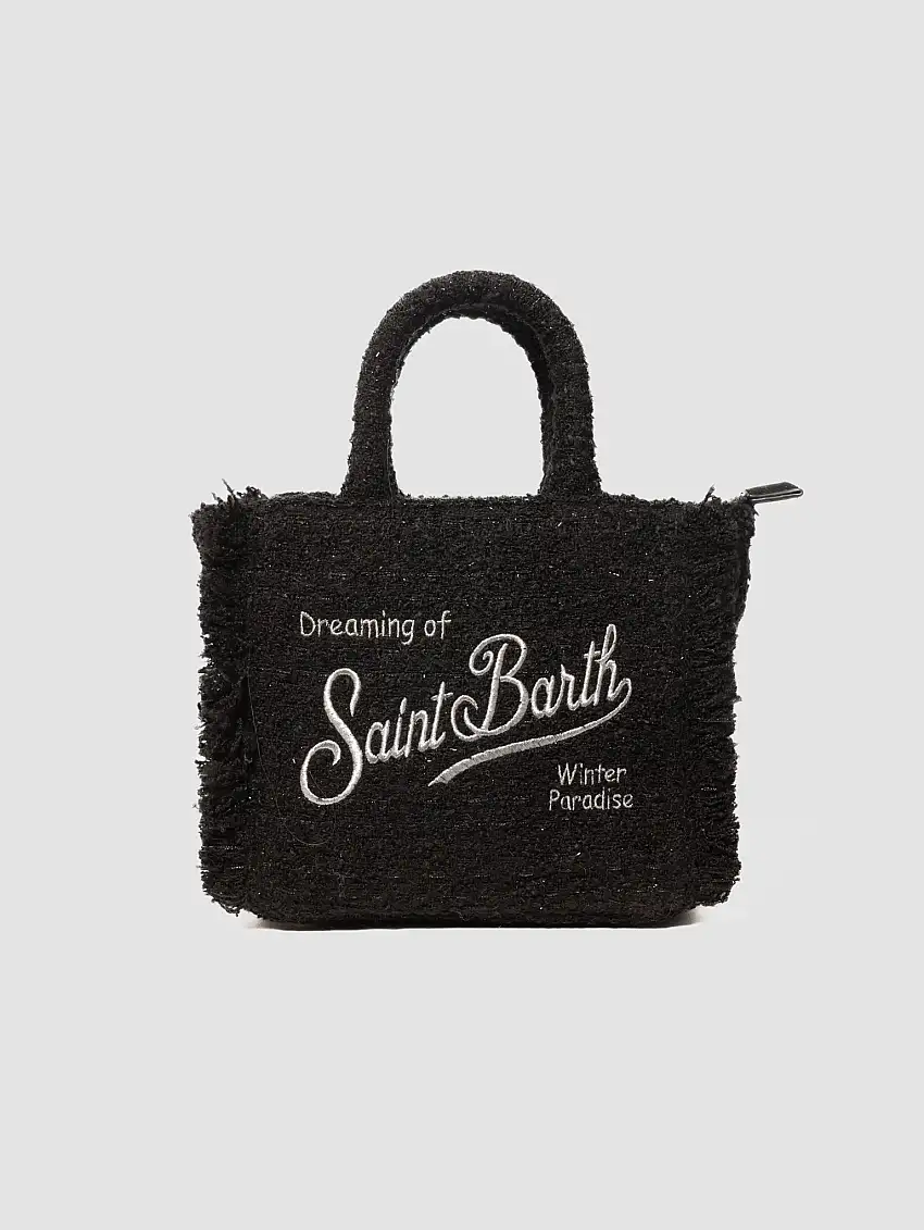 Borsa in Lana Motivo Tweed Mini Vanity Nero