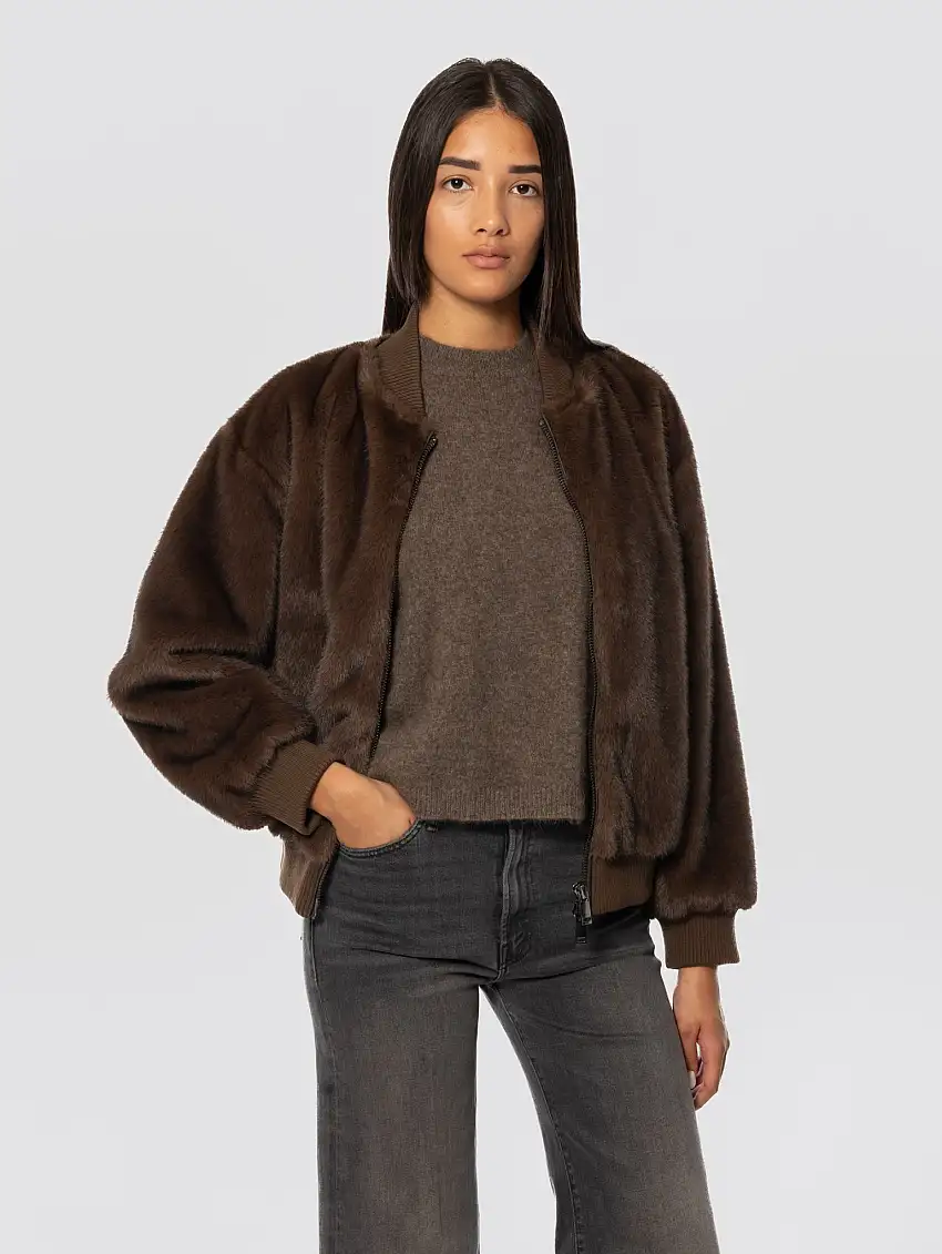 Bomber in Ecopelliccia Testa di Moro