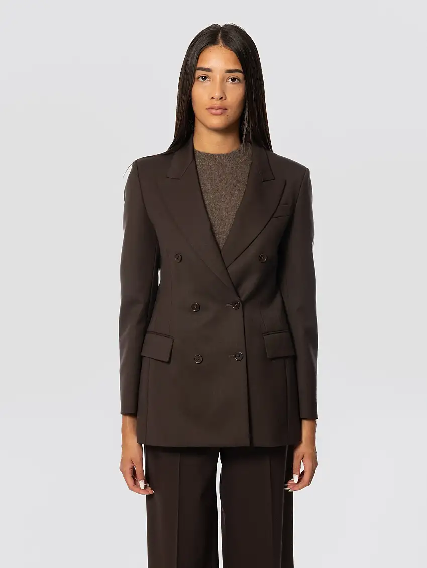 Giacca Doppio Petto in Fresco Lana Testa di Moro