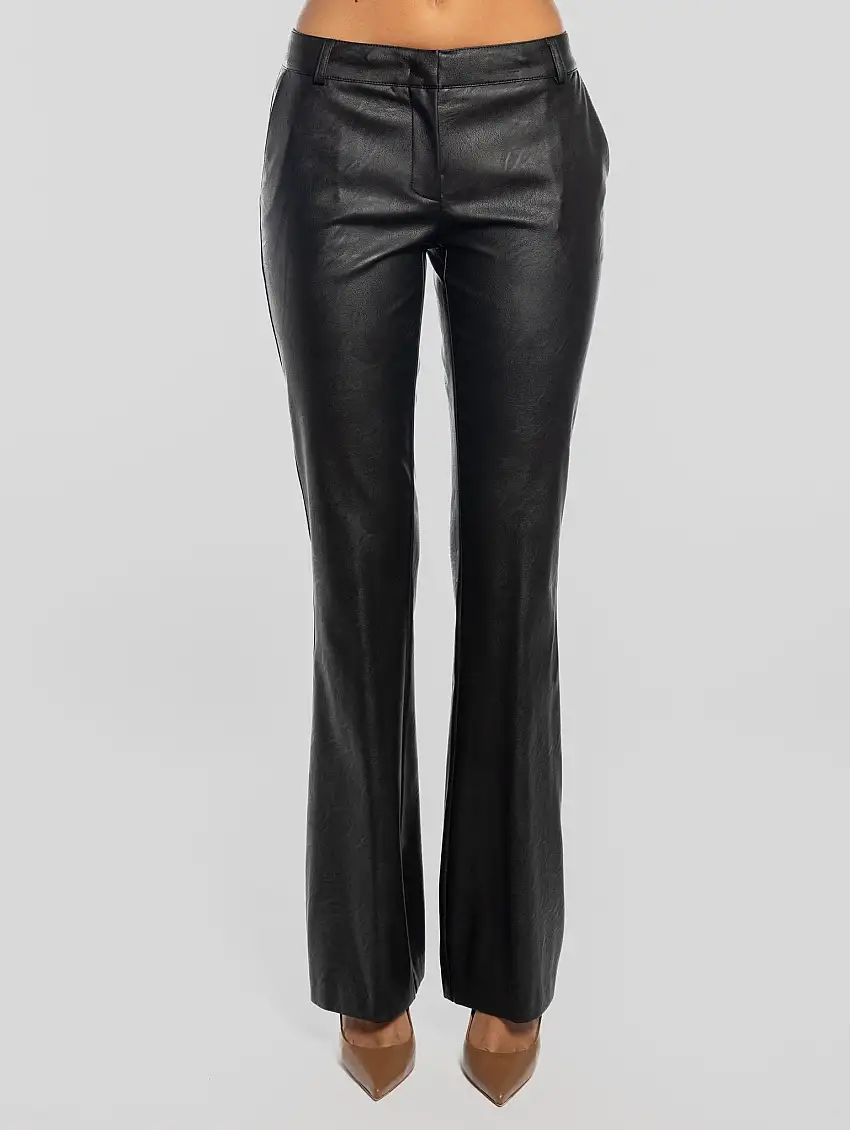 Pantaloni a Zampa in Similpelle Nero