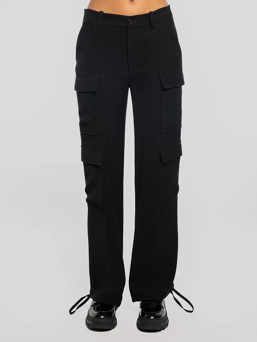 Pantaloni Cargo Ampi Nero