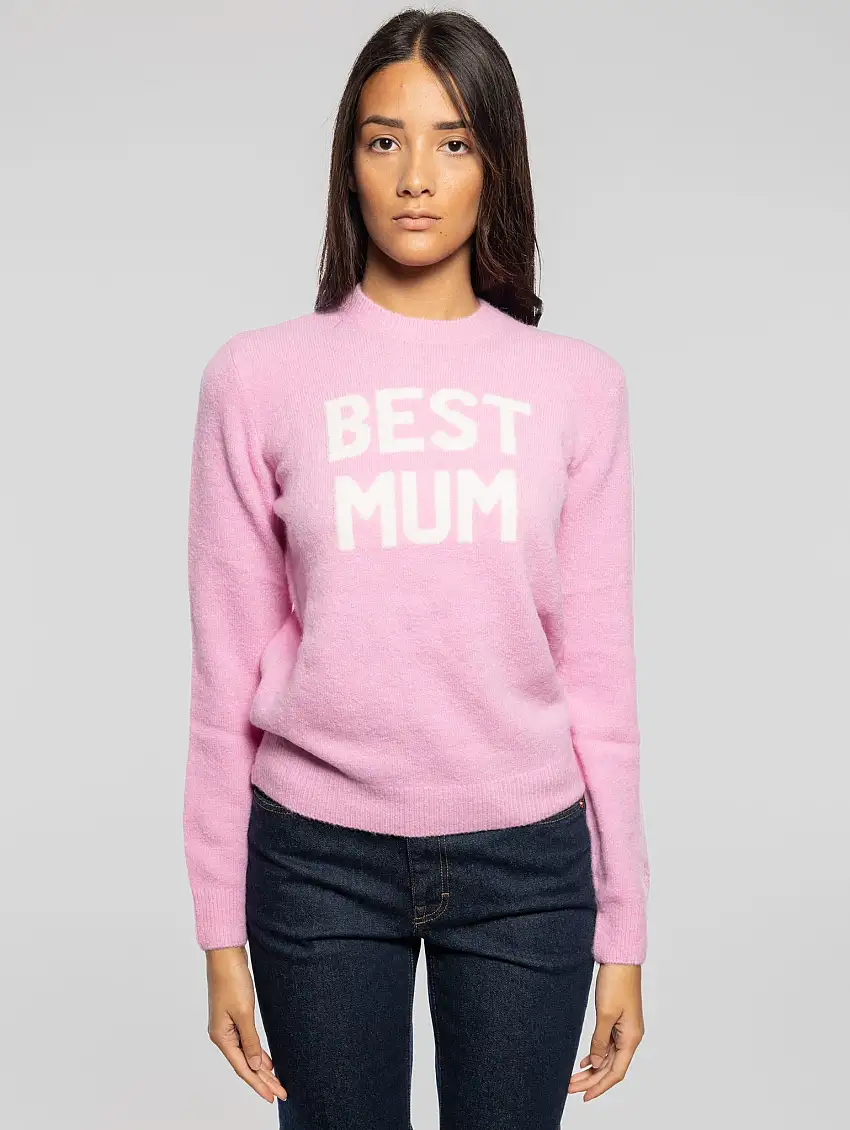 Maglione Girocollo Best Mum Rosa