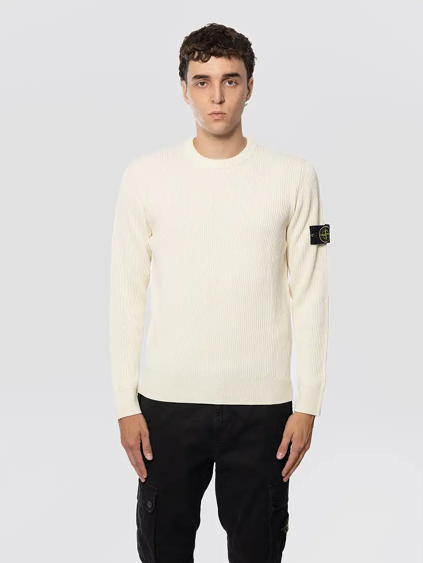 Maglione in Lana a Coste Avorio