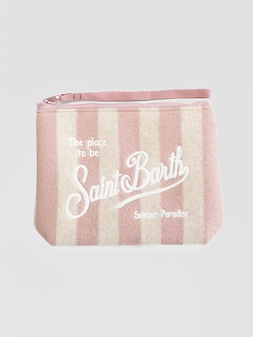 Pochette Soft in Spugna a Righe Rosa/Bianco