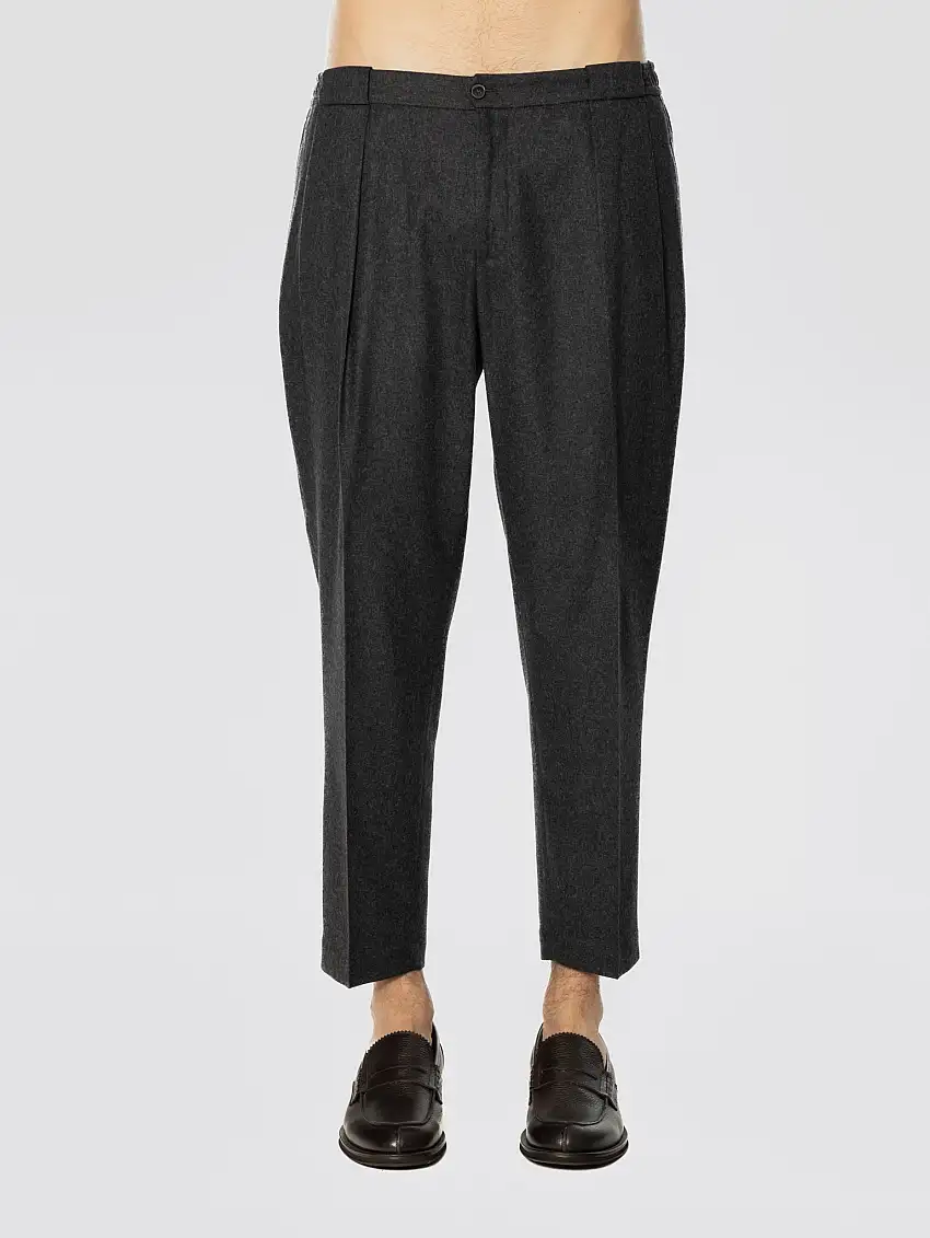Pantaloni in Flanella con Pinces Grigio