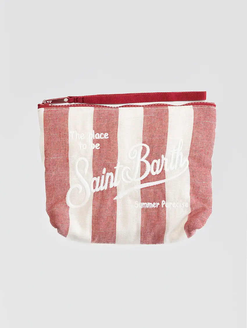 Pochette in Lino a Righe Grandi Aline Rosso/Bianco