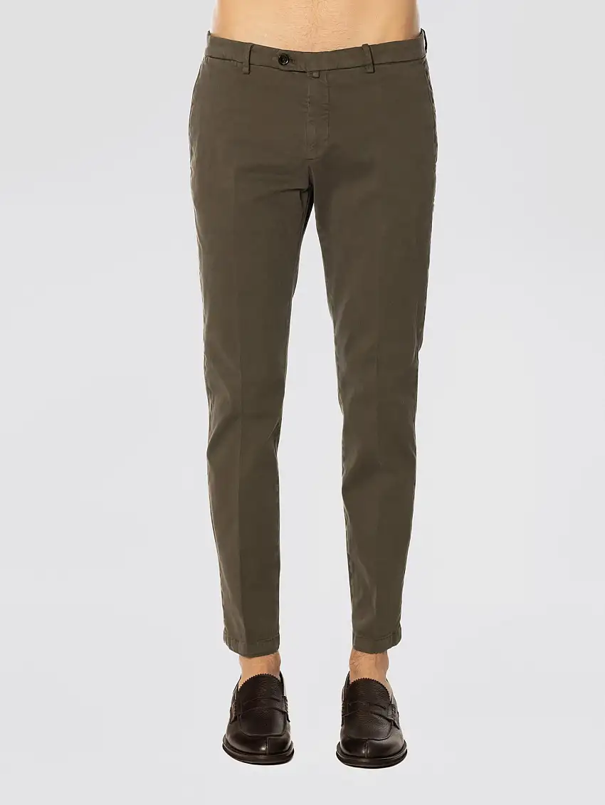 Pantaloni Slim in Gabardine di Cotone Vede Militare