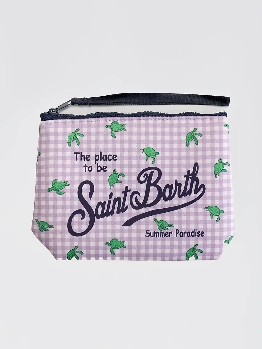 Pochette in Neoprene Scuba a Quadretti Vichy Viola