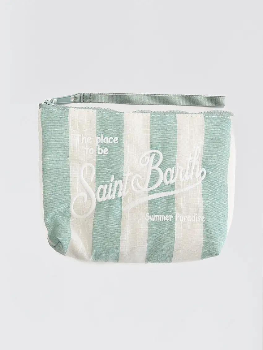 Pochette in Lino Grandi Aline Verde/Bianco