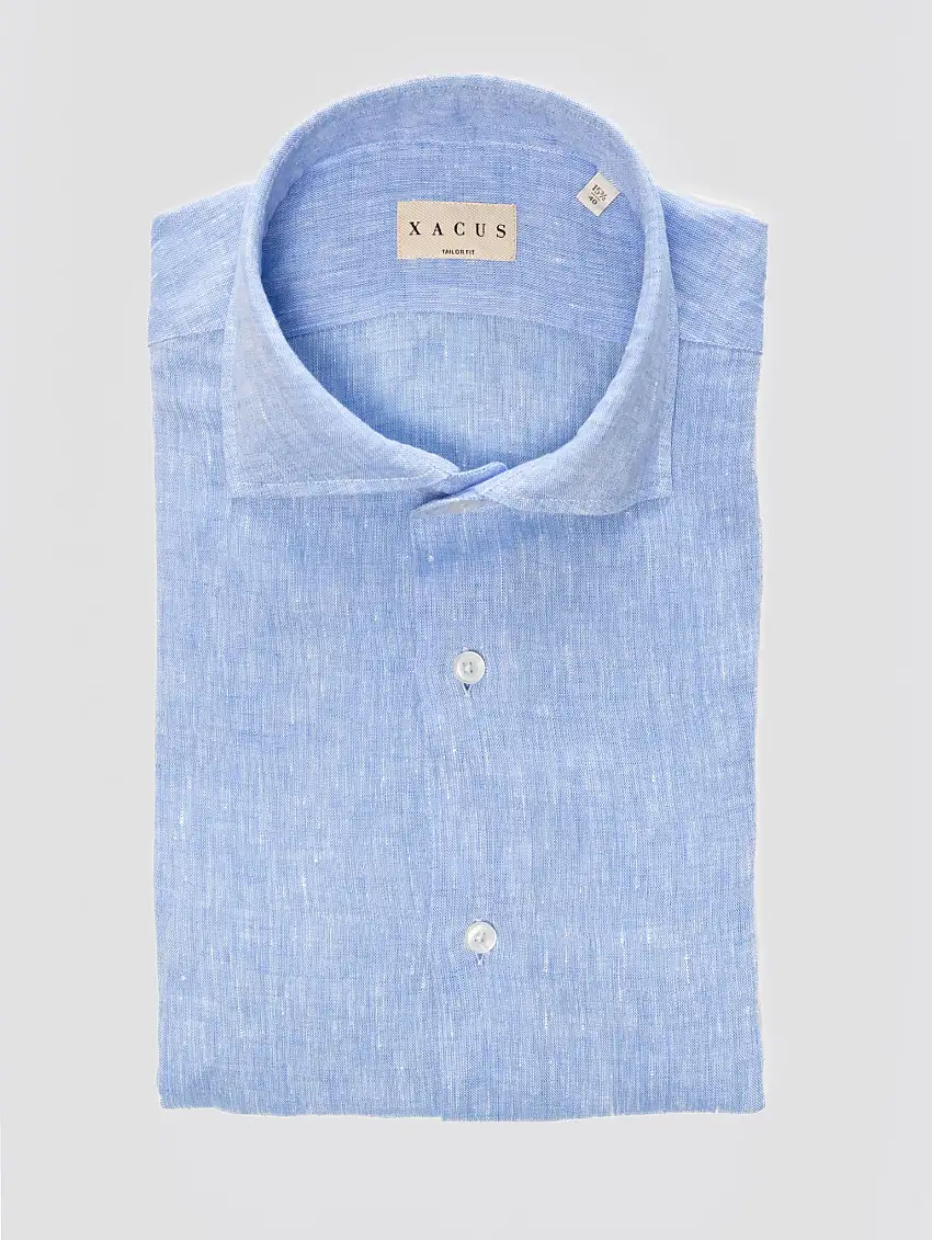 Camicia in Lino Mélange Celeste