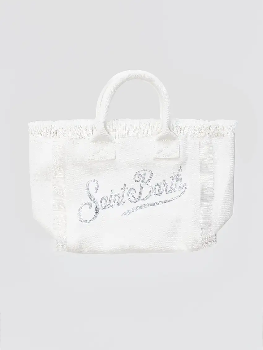 Borsa Colette con Strass in Canvas Bianco