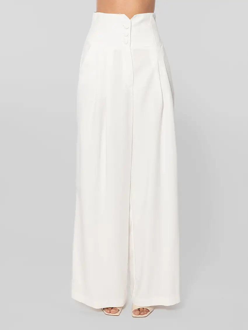 Pantaloni Palazzo con Corsetto Bianco