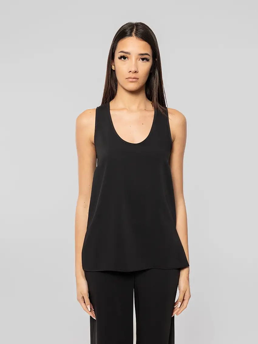 Top con Spacchetti Laterali Nero