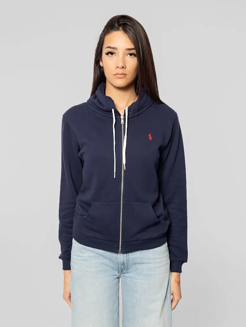 Felpa con Cappuccio in Cotone Loopback Blu