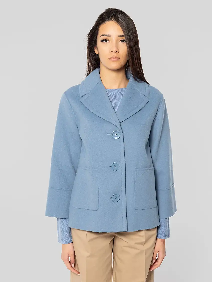 Giacca Monopetto in Drap di Lana Windsor Blu