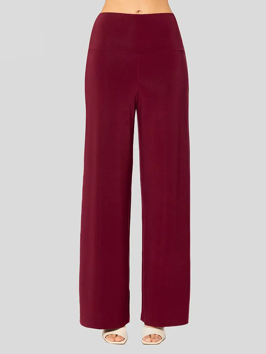 Pantaloni in Jersey Elasticizzato Vita Alta Bordeaux