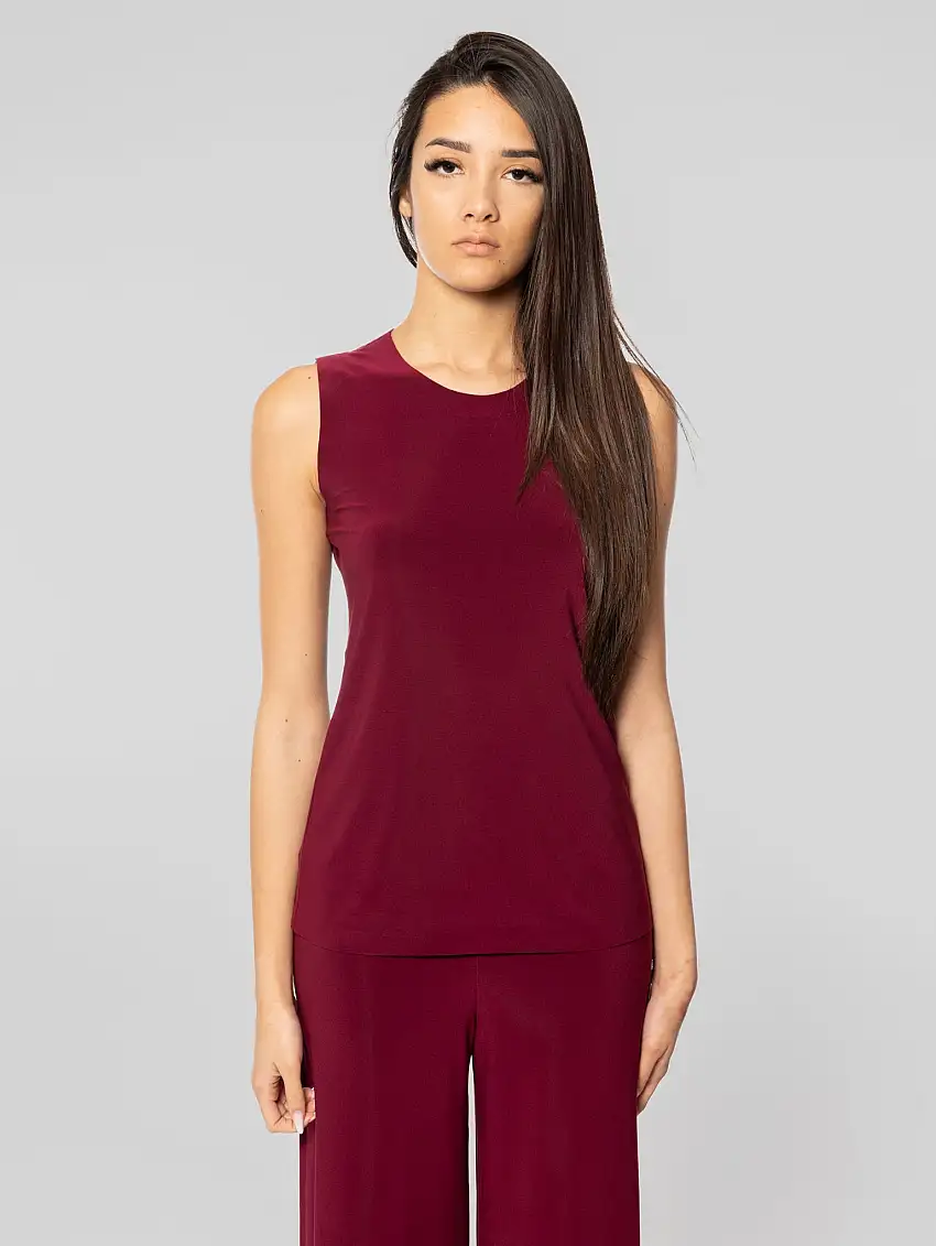 Top in Jersey Elasticizzato Bordeaux