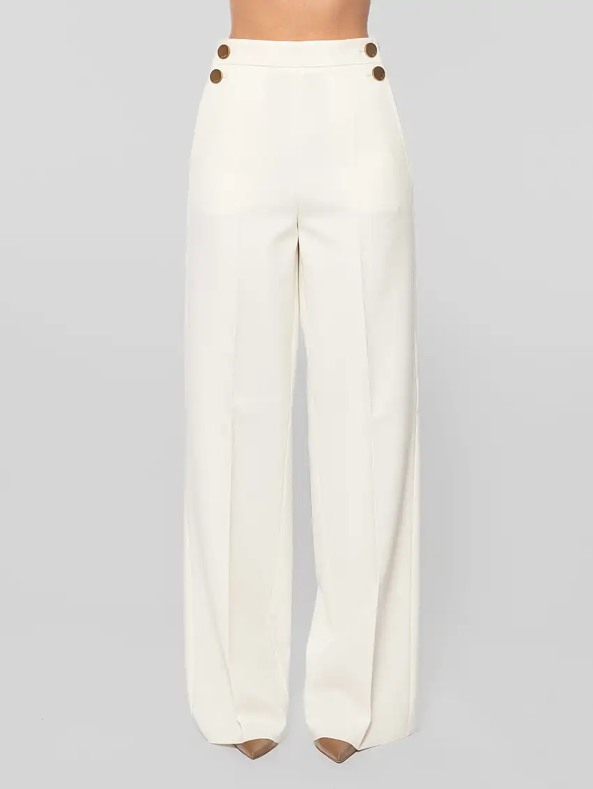 Pantaloni in Tela Stretch Polonia Bianco
