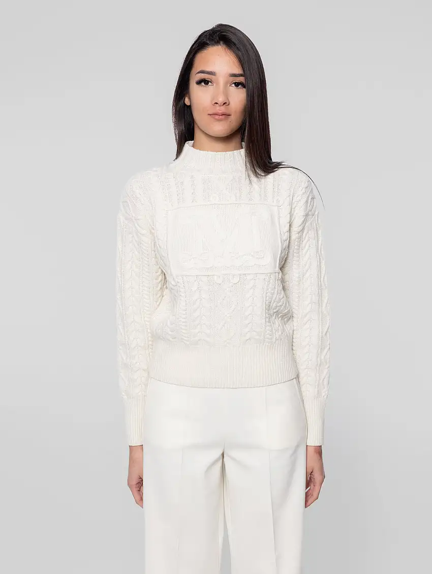 Maglia a Trecce in Lana e Cashmere Miranda Bianco