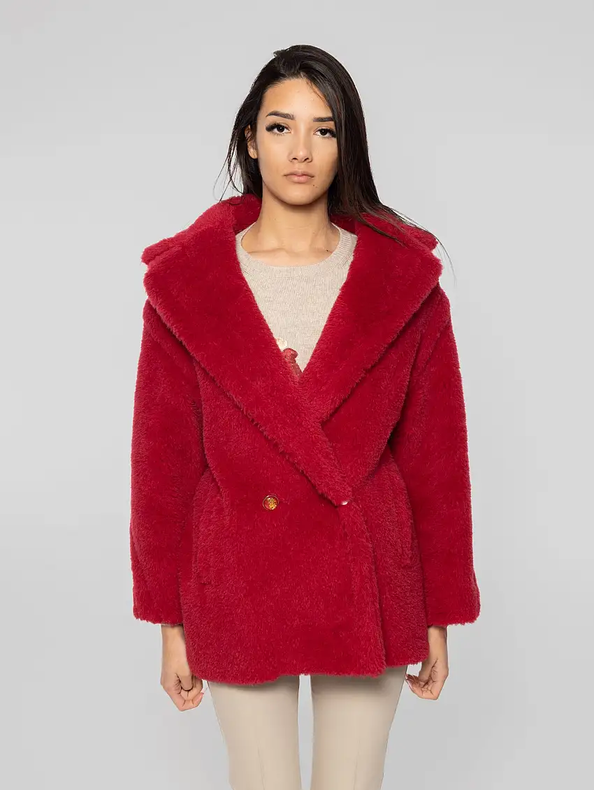 Cappotto Cuba in Alpaca e Lana Corto Rosso
