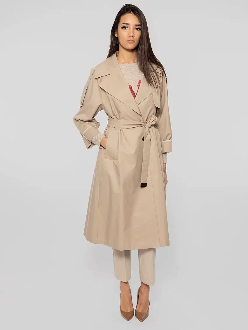 Trench a Vestaglia Oversize in Twill Utrench Beige