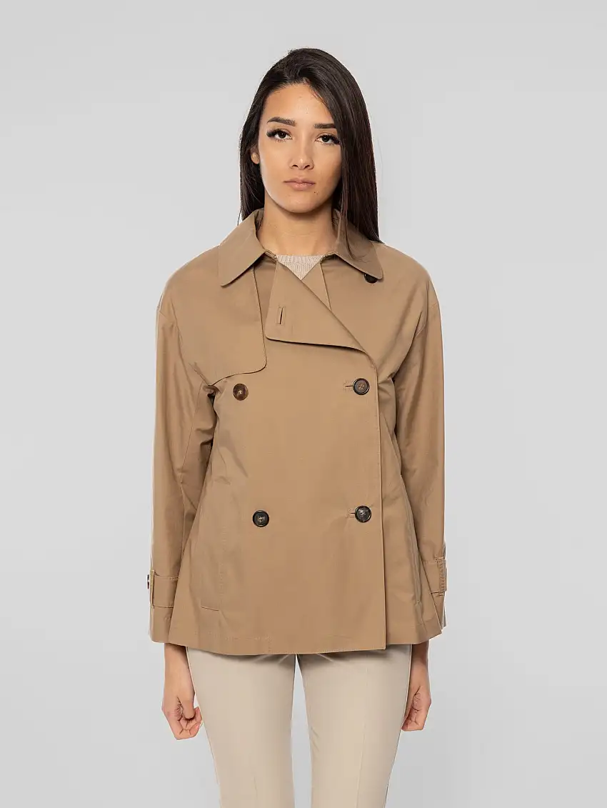 Trench Corto Doppiopetto Zeno in Twill Cammello