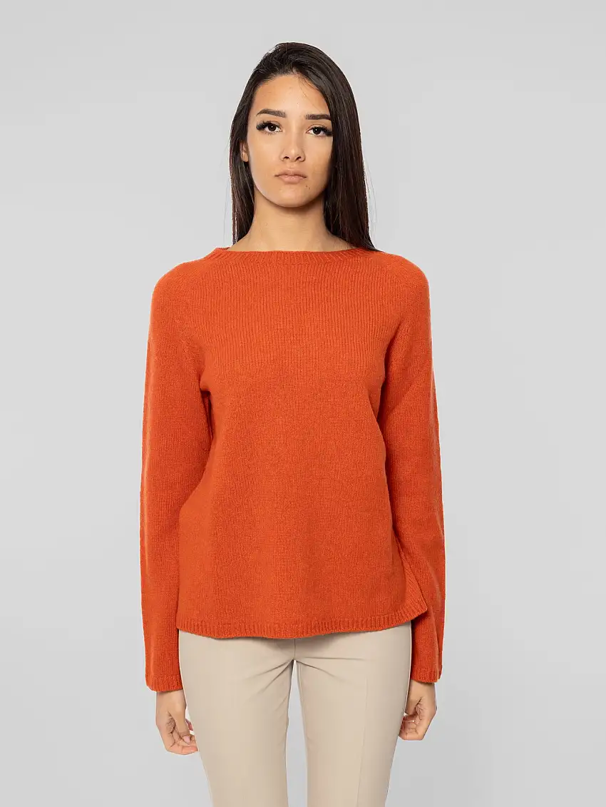 Maglia Girocollo in Lana e Cashmere Georg Arancio