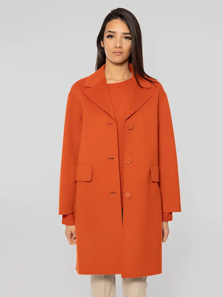 Cappotto Cielo dal Volume Cocoon Monopetto Arancio